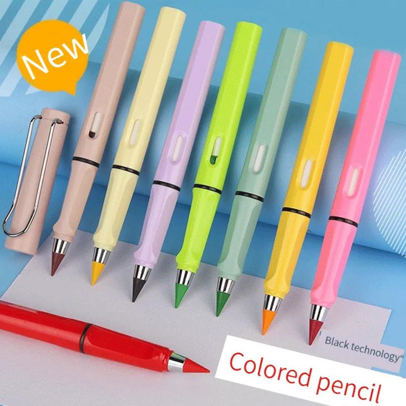 영원한 연필 지우개 무제한 쓰기 연필, 12 색 세트, 영원한 지우개 연필, 어린이 학교 미술 용품